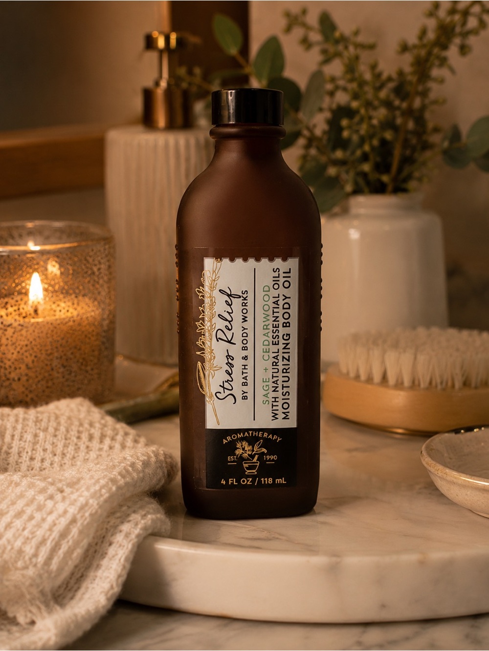 Bath & Body Works Aromatherapy Body Oil Sage Cedarwood Stress Relief Massage Oil